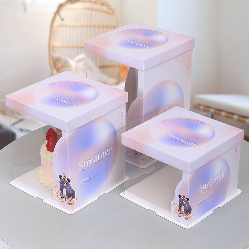Прозрачные квадратные высокие коробки для торта на день рождения