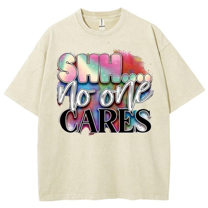 Laser color letter print ladies washed t-shirt loose oversized unisex short sleeve crew neck design teen street top