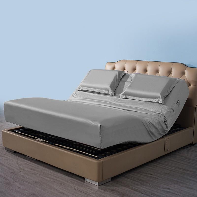 100% Cotton Fitted Sheet Set With Detachable Head Section Smart Bed Pure Color Cover Protector