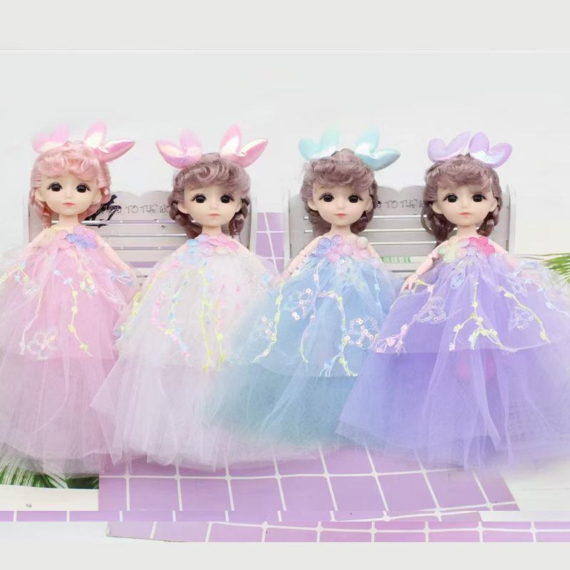 20cm Mädchen Prinzessin BABI Puppe Spielzeug 1/8 BJD Puppe Gelenke Beweglich Exquisites Make-up Süße Schleife Hochzeitsprinzessin Puppe Verkleidungsspielzeug