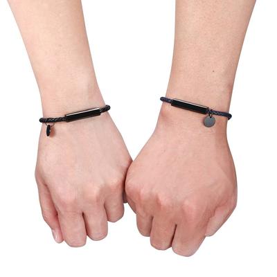 Black Leather Bracelet Men Bangles Fashion Buckle Charm Lovers Jewelry Bracelet