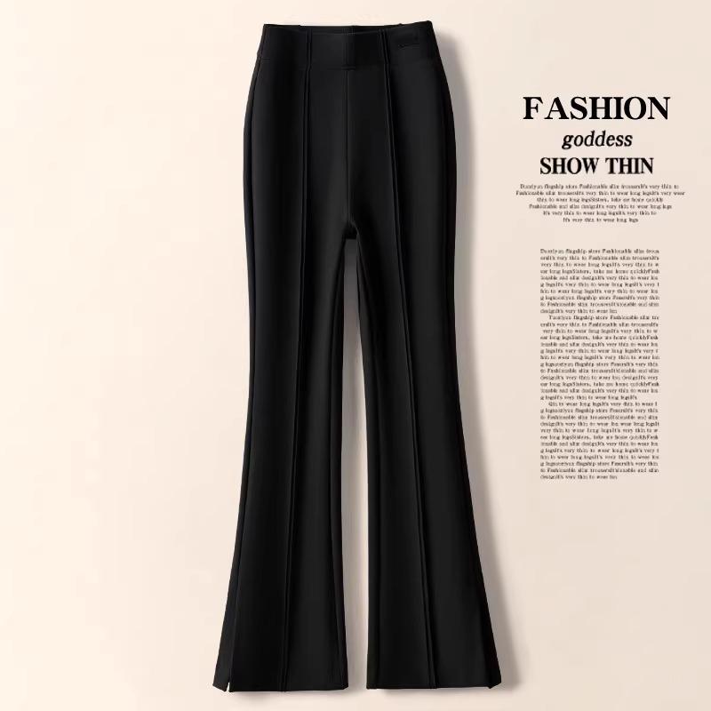 

Women s High-Waisted Coffee Slit Suit Pants: Autumn/Winter 2024 Micro-Flare Nine-Point Style 2XL (125-135 jin)