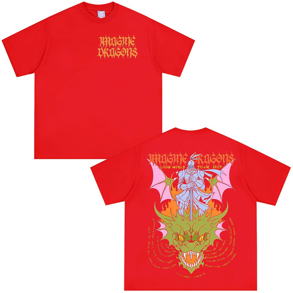 

Imagine Dragons Band Loom World Tour T Shirt Men Women Clothing Rock Punk Gothic T-shirt Casual Cotton Oversized T-shirts S красный