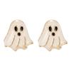 Novelty Halloween Earrings in Stud Style, Glossy Enamel Look with Gold-Tone Trim, Alloy Pair for Costume Styling