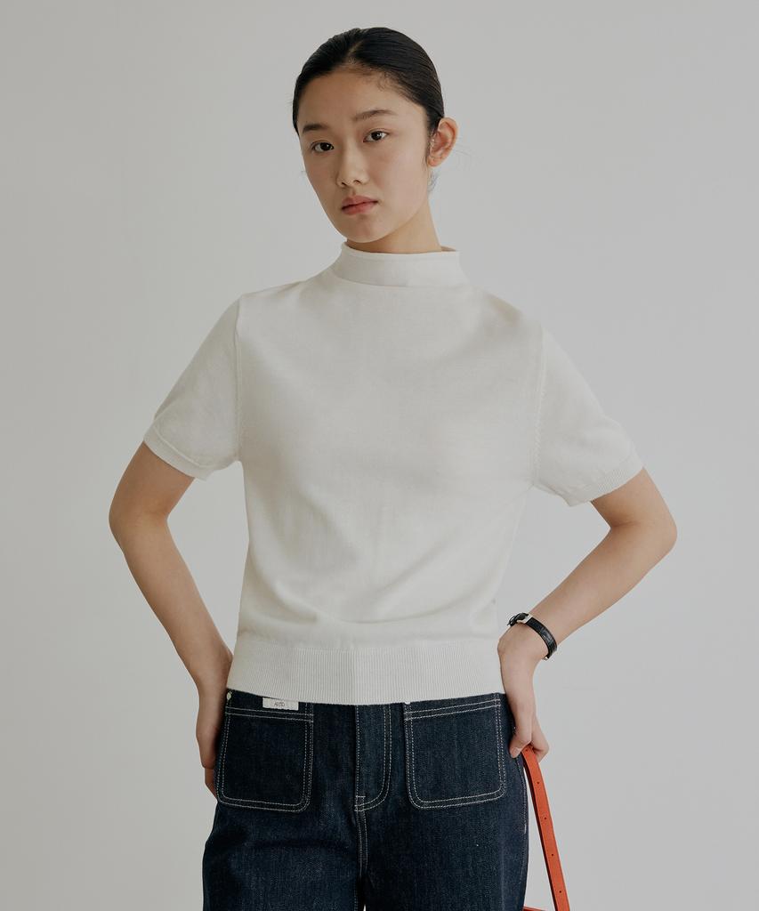 ARTID Wool Silk Half-Neck Short Sleeve Knit_3 Colors