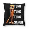 Tung Tung Tung Sahur Meme Italiano Brainrot Federa Stampa Poliestere Copricuscino Decorativo Copricuscino da Lancio