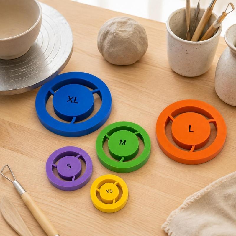 Clay Foot Rings Positioning Tool, 5-Piece Plastic Set for Shaping More Consistent Bases on Cups, Bowls, Plates, and Planter Before Drying