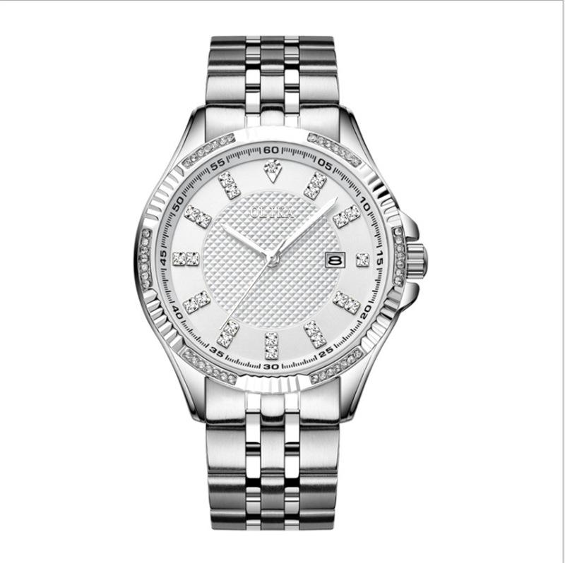 Top Brandneue Leuchtende Herrenuhr Massives Stahlband Wasserdicht Herrenmode Diamantband Kalender Lässige Schlichte Uhr Herren