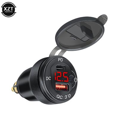 Car Motorcycle Charger Dual USB Fast Charger 12-24V QC3.0 Aluminum Alloy Charging Adapter for