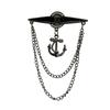 Anchor Alloy Rhinestone Brooch Pin British Style Suit Elegant Tassel Chain Lapel Pins for Men Women Fashion Jewelry Accessories
