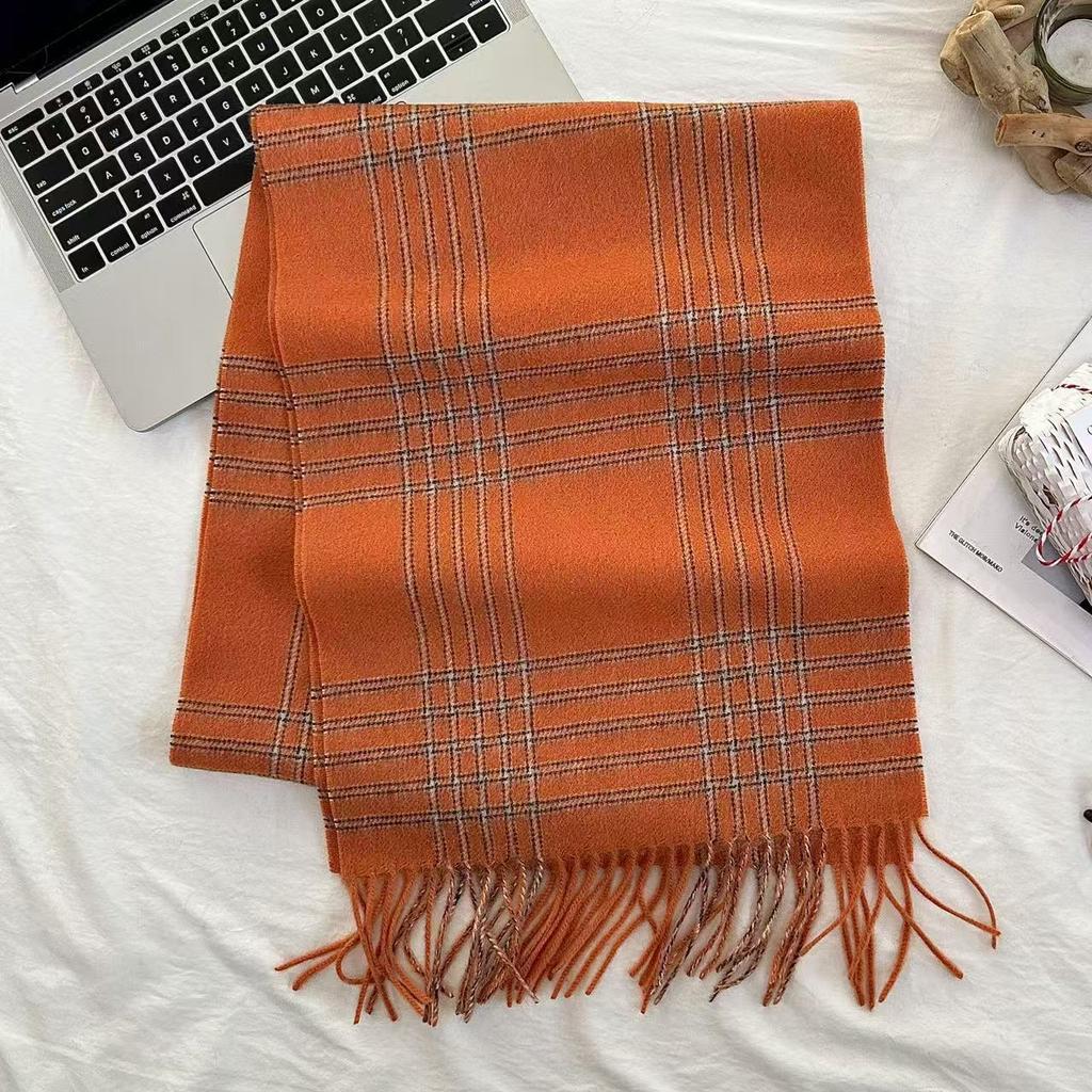 Xiaohongshu Popular Cherry Red New Year'S Red 100% Wool British Versatile Scarf Women'S And Men'S Cashmere Warm Scarf