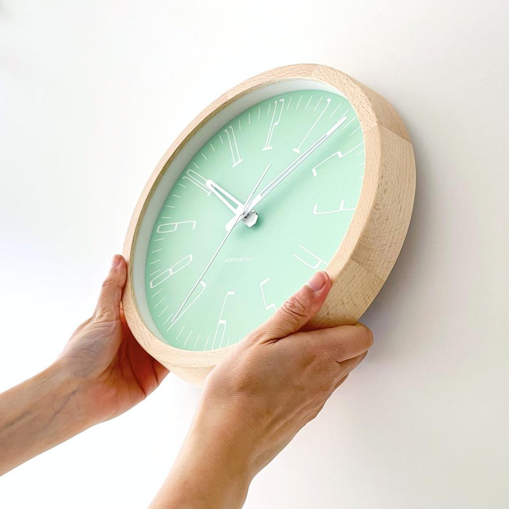 KATOMOKU Muku Clock 21 Light Green Wall Clock with Continuous Second Hand Radio km-141LGRCS 278mm (SKP Clock)