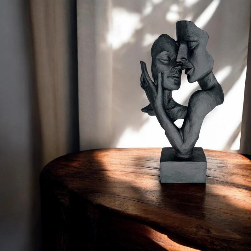 Modern Decorative Figurine - Decorative Sculpture Faces Lovers - FaceS Black
