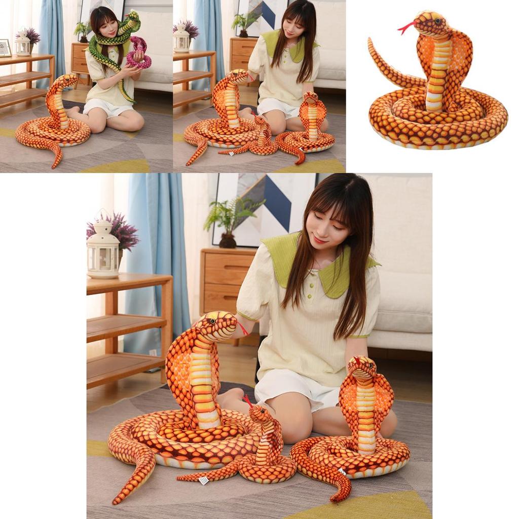King Cobra Plush Toy With Super Soft Short Plush For Kids Educational Animal Play