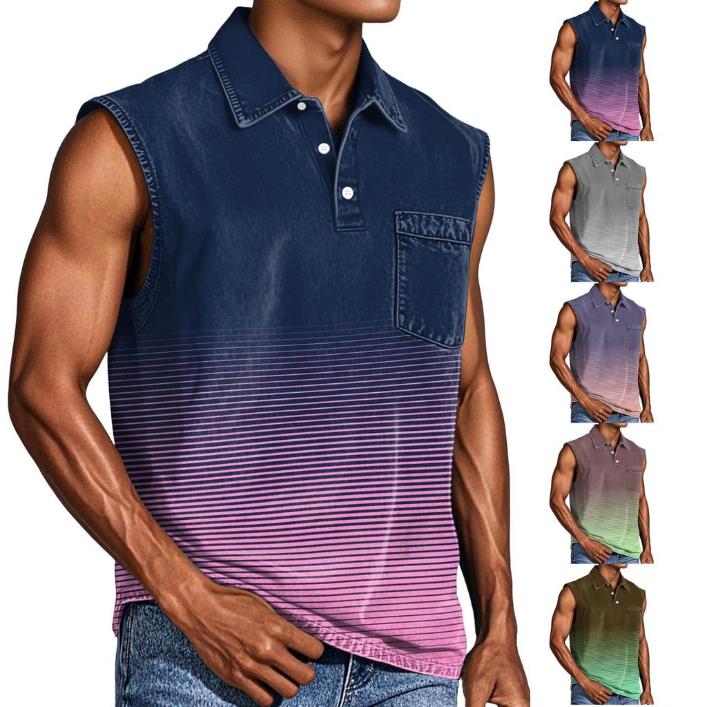 Men's Casual Pocket Button Collar Sleeveless Vest