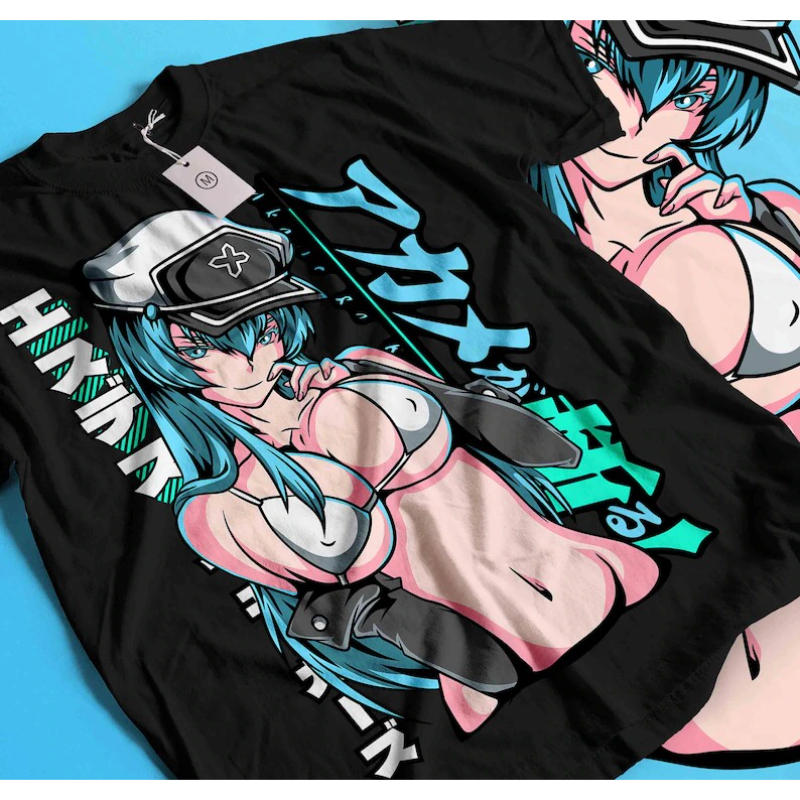 Akame Ga Kill! Lässiges T-Shirt Übergroßes Unisex-T-Shirt Streetwear Trendig Baumwolle Neues Modell Persönlichkeitskleidung Kurz Paare Weich