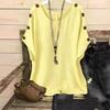 Women Loose Fit Short Sleeve Pullover Top with Round Neck and Decorative Button Casual Basic Blouse for Daily Wear