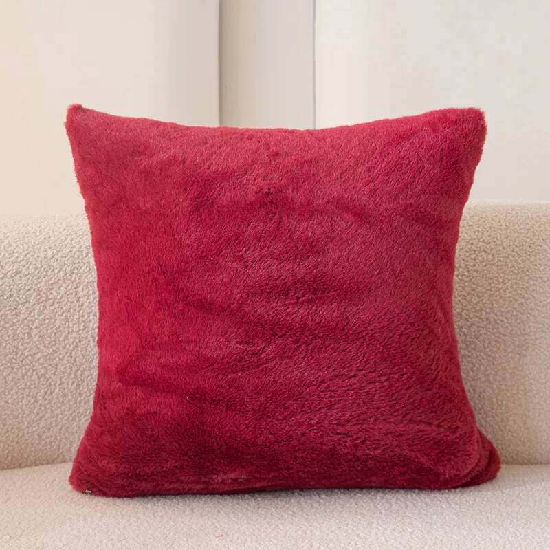 Soft Fluffy Solid Home Fuzzy Pillowcase Decorative Cushion Covers Faux Fur Solid Square Throw For Bed Sofa Car Girl Room