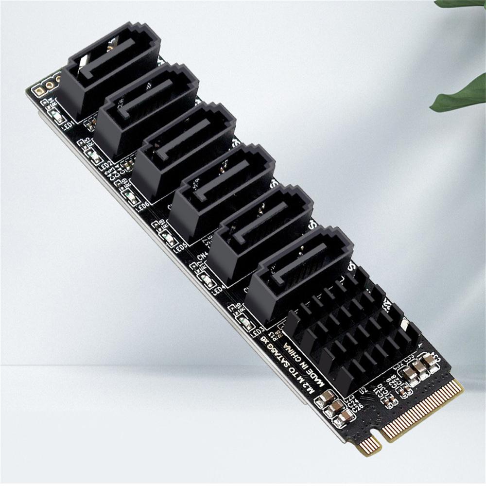 M.2 NVME PCI-E 3.0 X4 X8 X16 To 6 Port 3.0 SATA Adapter PC Expansion Card 6Gbps
