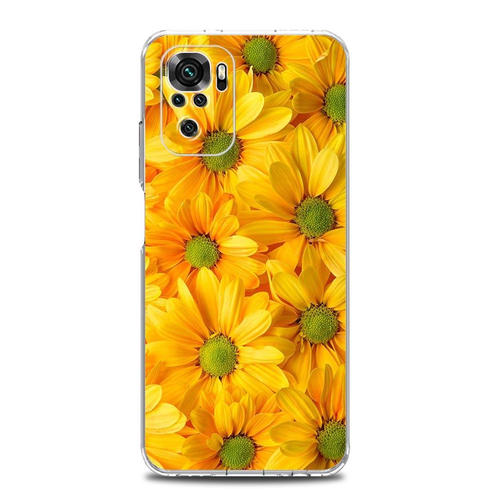 Phone Case For Xiaomi Redmi Note 13 12 5G 9S 9 8 10 11 Pro Plus 4G 9T 13C 12C 10C 9C 9A 7 Pro Clear Cover Beauty Flowers Leaves