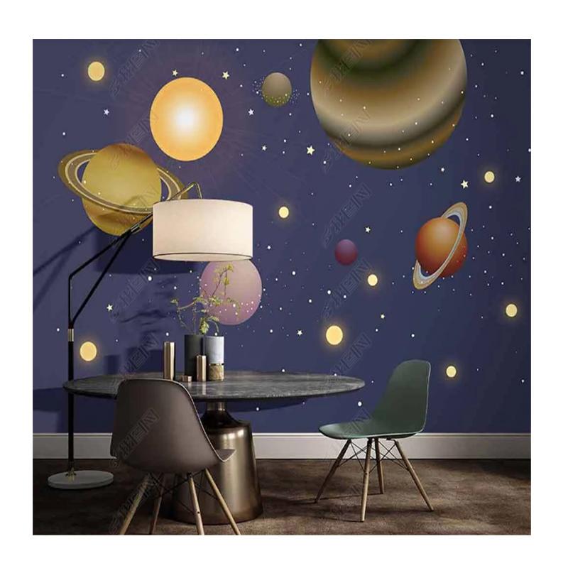 Wallpaper For Kid's Room Nordic Fantasy Cartoon Space Planet Starry Sky Children's Room Mural Wall Papers Home Decor