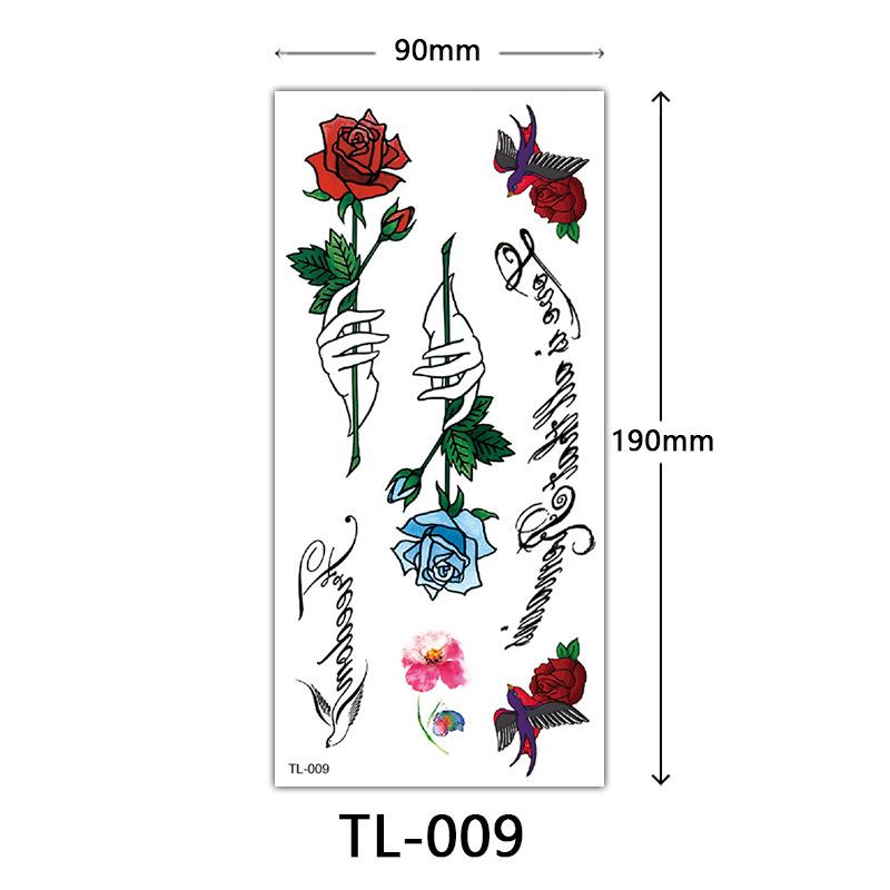 Blumen Tattoo Aufkleber, Farbige Skizzen Tattoo Aufkleber, Englische Buchstaben, Hochzeitsfotografie Tattoo