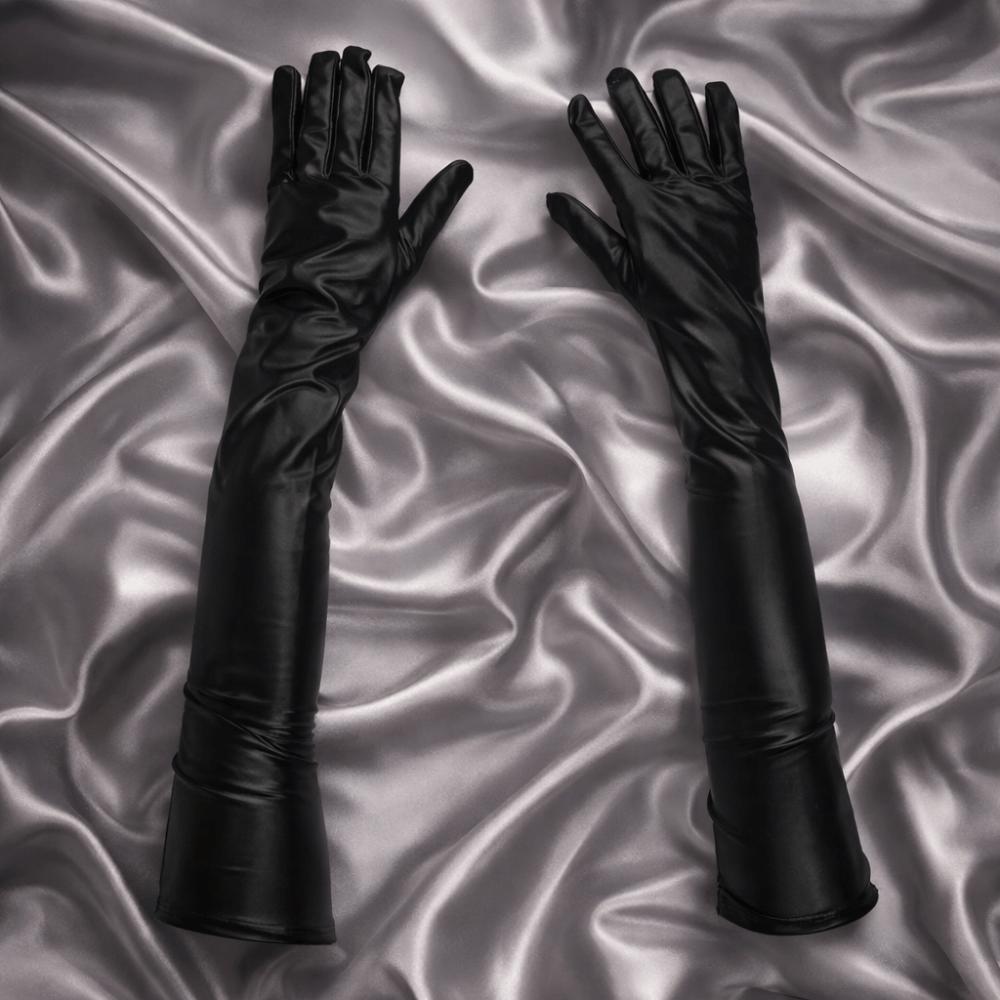 Club Ladies Cosplay Accessory Catsuit Costumes Sexy Fetish Long Latex Gloves Adult