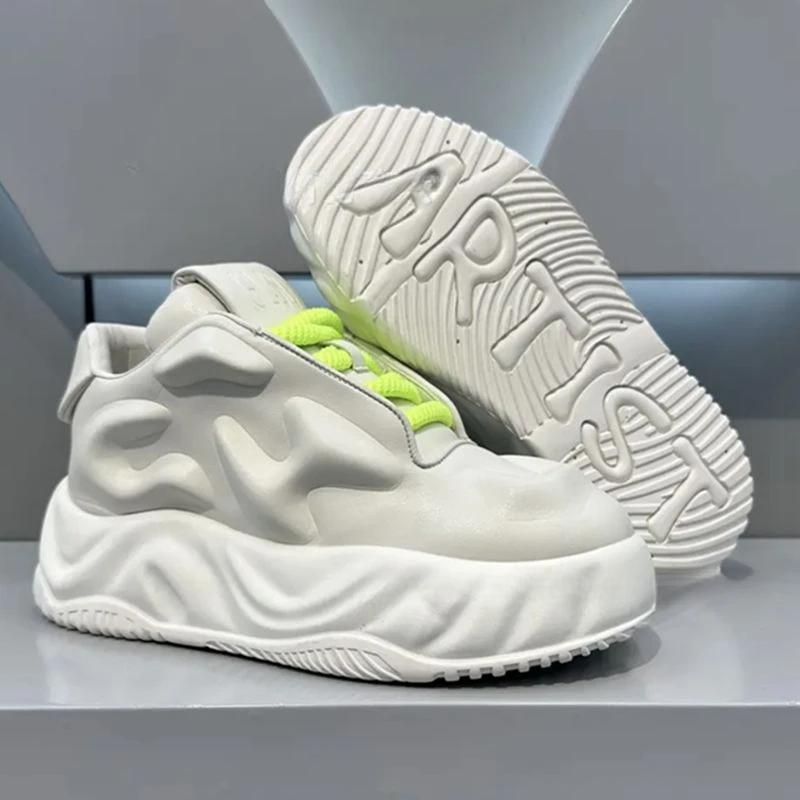 

Men Height Increased Casual Sneakers Thick Sole Bread Shoes All-match Walking Shoes Light Running Shoes de deporte 39 белый