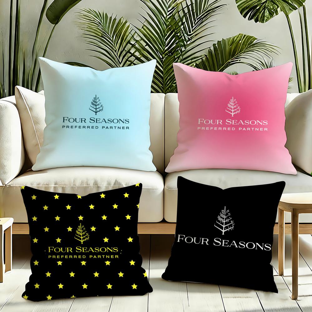 Four Seasons Hotel Cushion Cover Reversible Plush Pillow Cover Soft Fluffy Home Decor for Sofa Bedroom