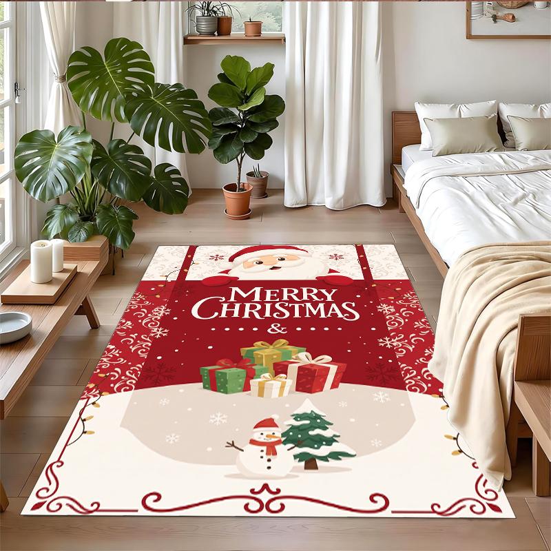 Alfombra Cuadrada Estampada Navideña Suave Antideslizante Para Dormitorio Regalo Navideño