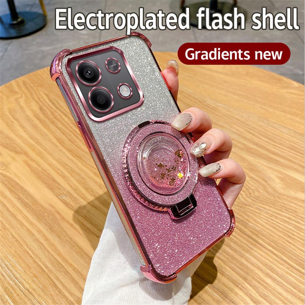 Coque de luxe à paillettes de sable mouvant avec support magnétique pour Xiaomi Redmi Note 13 Pro 4G 5G 13Pro 12Pro 11S 10S 9S 9 Pro 13C 12C 10C