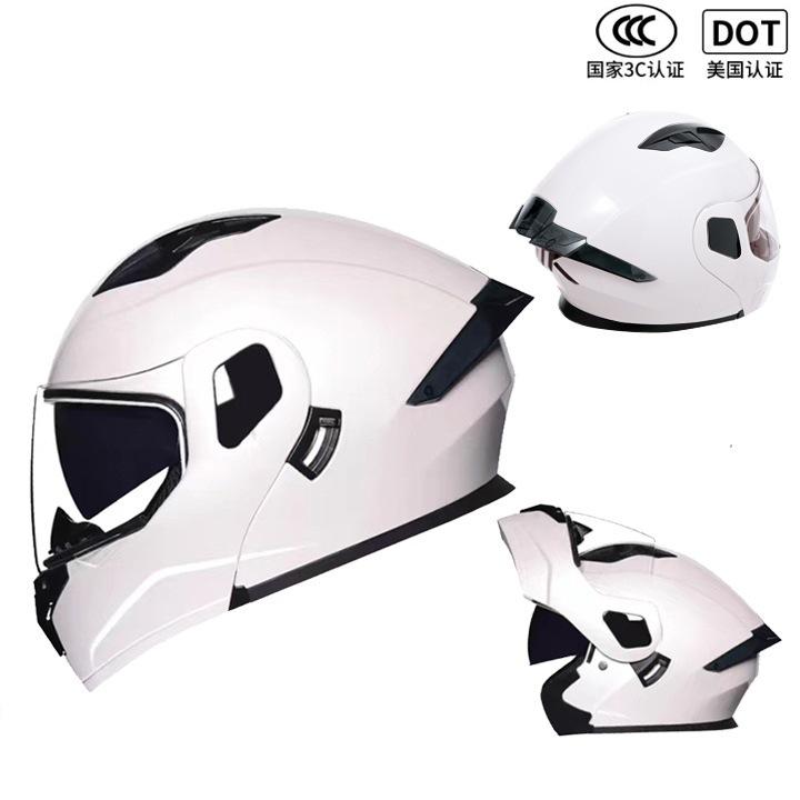 

New model open-face motorcycle helmet with dual visors for men and women, full-face electric vehicle helmet XXL білий