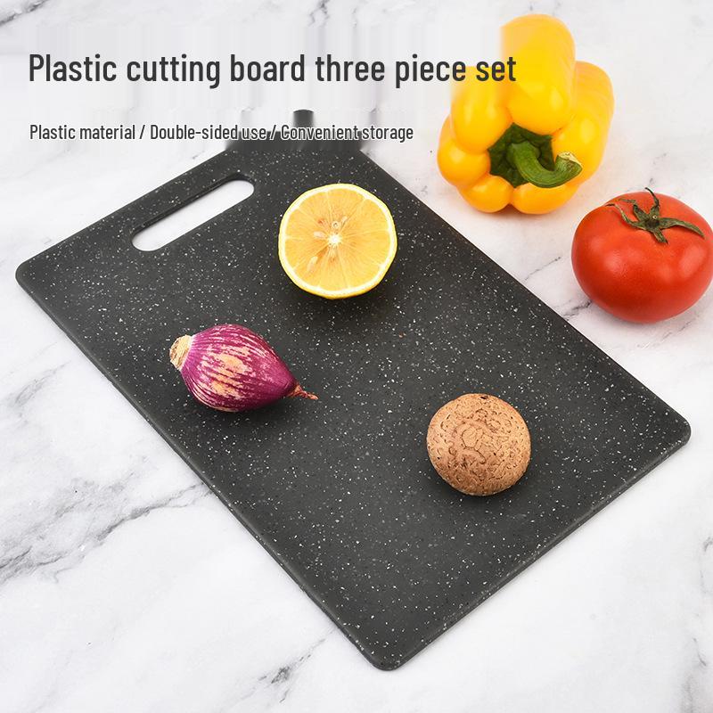 Three-Piece Marble and Plastic Cutting Board Set for Vegetables and Household Use