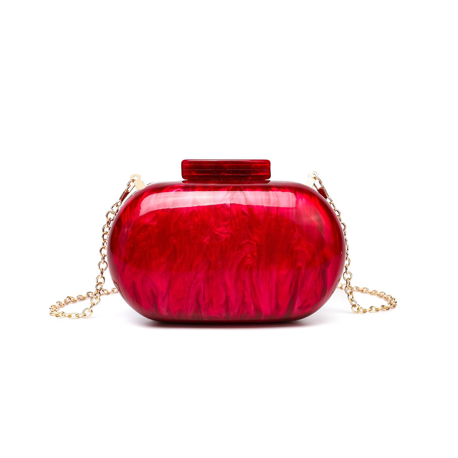 

Fashionable Acrylic Marbling Evening Clutch Bag For Women Elegant Amber Oval Shell Box Party Wedding Purse Clutch Shoulder Bags