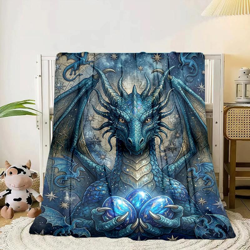 Blue Dragon Holding Stars Blanket Flannel Blanket Throw Blanket Sofa Cover Blanket Soft Premium Blanket Picnic Blanket Tv Blanket Gifts