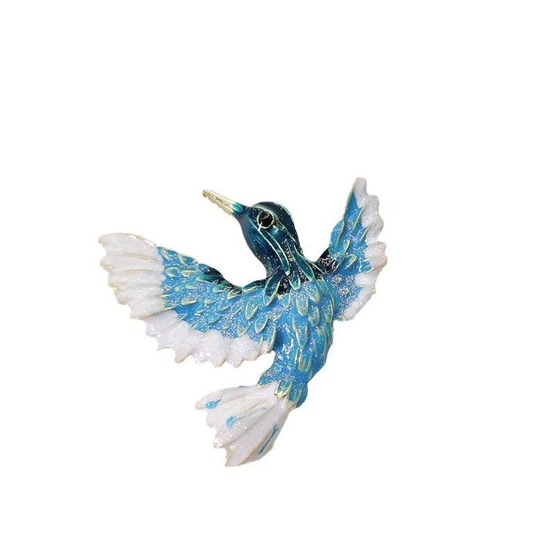 National Style Blue-Winged Bird Brooch Niche High-End High-End Women'S Brooch Retro Pin Coat Accessories