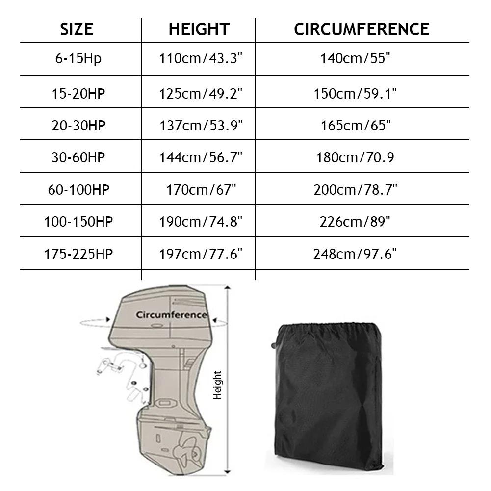 420D 6-225 PS Yacht Volle Außenbordmotor Motor Bootsabdeckung Anti UV Staubdichte Abdeckung Marine Motorschutz Wasserdicht Schwarz