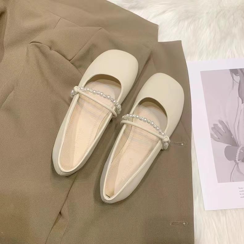 Shoes Late Evening Wind Flat-soled Single Shoes Women's 2025 New Spring and Autumn Mary Jane Shoes Soft-soled Casual Doudou Shoes