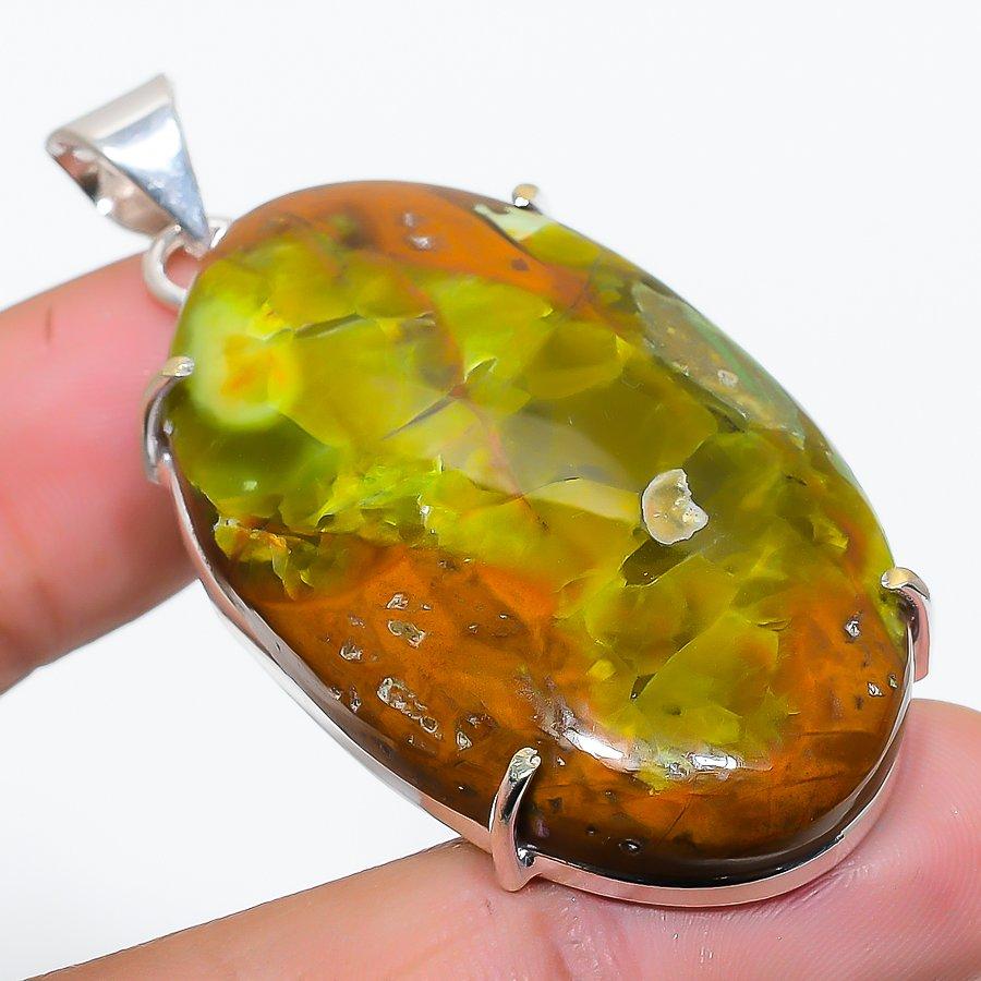 

Swiss Green Opal Gemstone 925 Solid Sterling Silver Jewelry Pendant 2.29 SU-10216