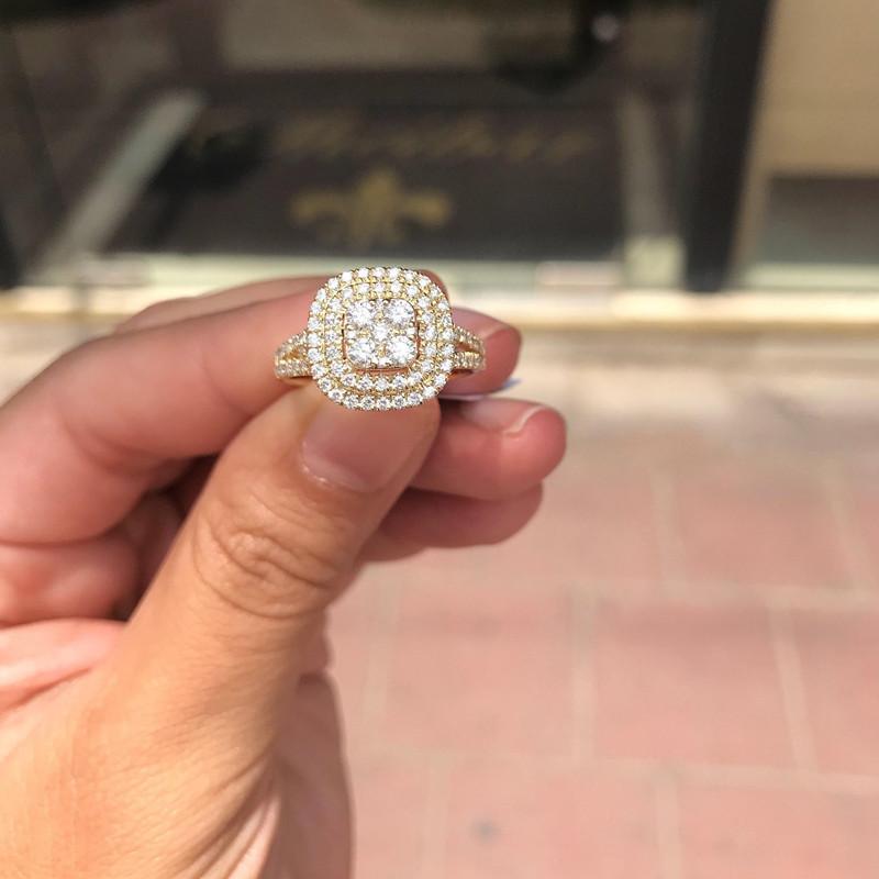 Wedding Rings for Women Cubic Zirconia Stone Ring Luxury Yellow Gold Color Engagement Anel Accessories Drop Shipping CC2338