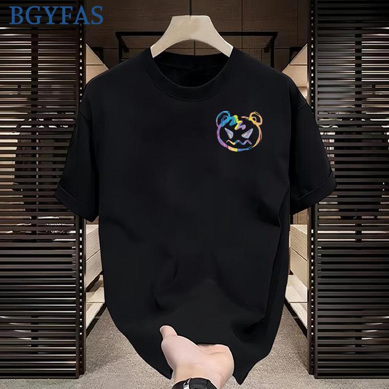 Cartoon Graffiti Printing Cotton Heavy Short-sleeved T-shirt Men's Fashion Brand Summer Sleeves New Internet Celebrity Trend Top Men's Clothing