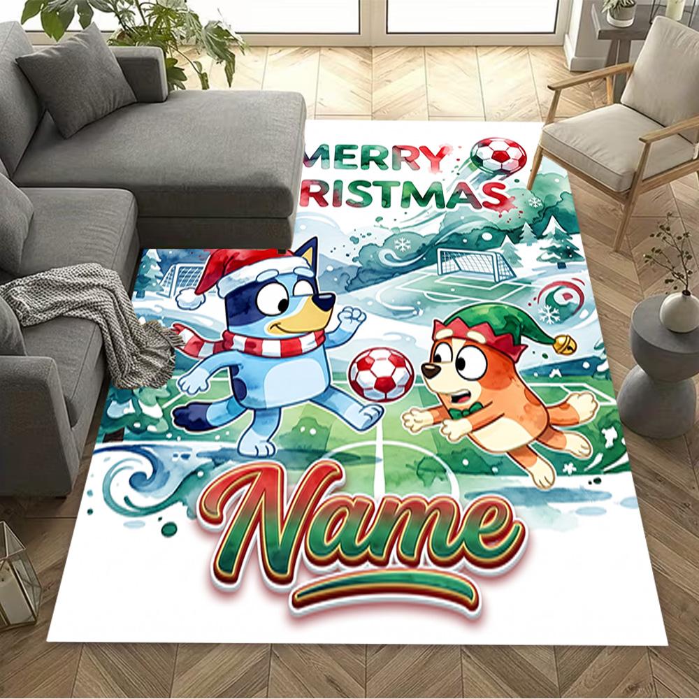 Christmas Football Fun Personalized Name Floor Rug Office Rug Design for Dormitory Balcony Entryway Dining Room Antislip Carpet Decorate Offices