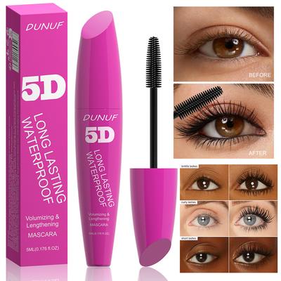 5D Waterproof Mascara Long-Lasting Smudge-Proof Volumizing & Curling Natural-Looking Black Mascara Eye Makeup Gift