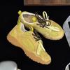 Outdoor Walking Jogging Athletic Running Shoes Strapped Casual Shoes Women Sneakers Vintage Leather Knitted Fabric Trainers
