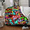 Custom Name Superhero Comic Collage Blanket for Couch & Bed, Plush Cozy Fuzzy Blanket Super Soft & Warm Blankets for Fall and Winter. 090814