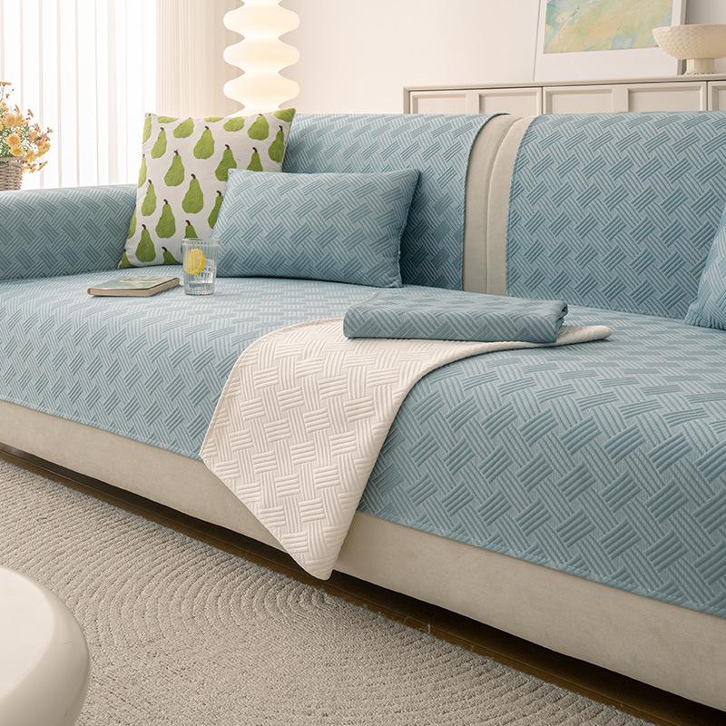 New Spring And Summer Ice Silk Cool Sofa Cushion Summer Non-Slip Thin Sofa Seat Cushion Solid Color Cover Towel