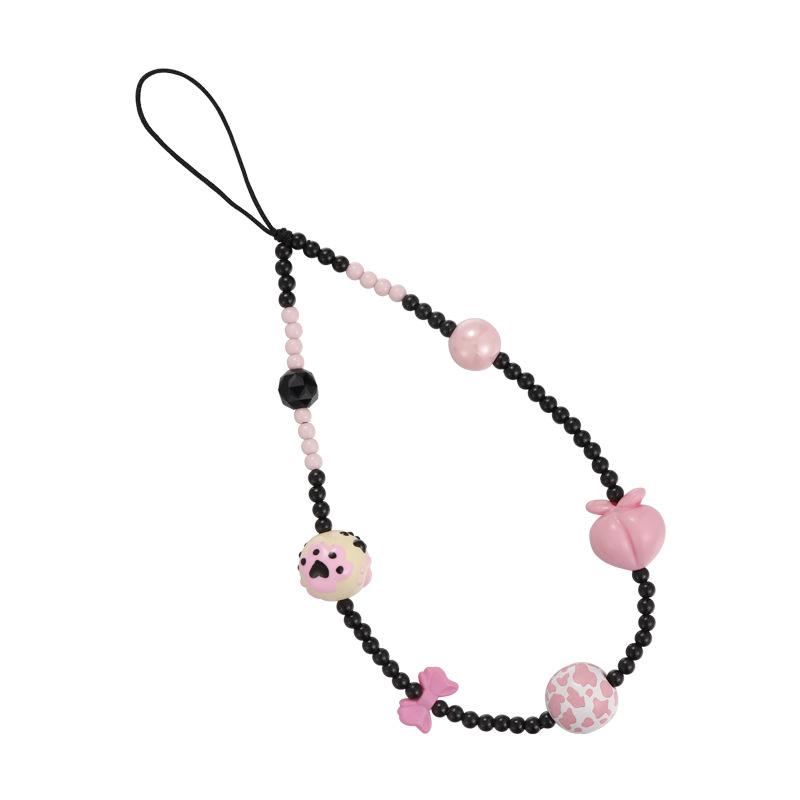 Trojrozměrné ručně malované korálkové korálky sladké cool černé růžové korálky mobilního telefonu řetěz hvězda Spice Girl hipster