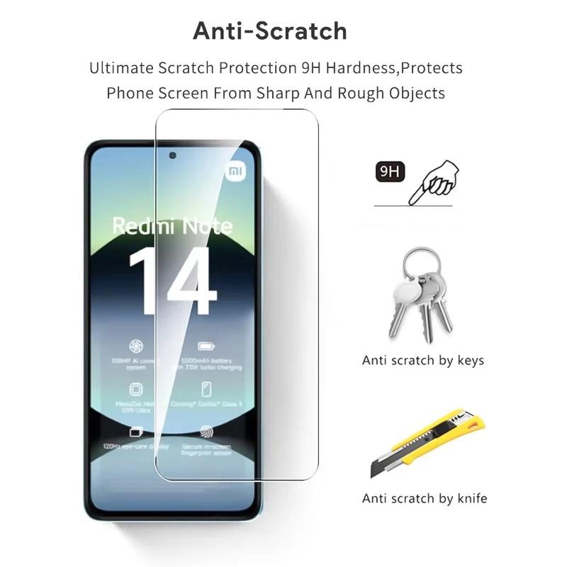 [4+4] 8Pcs Camera Lens Film+Screen Protector Tempered Glass For Xiaomi Redmi Note 14 13 Pro 4G 5G Redmi 13C 14C A5 For Xiaomi 14T POCO X6 M6 Pro