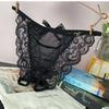 Sexy Women Thong Pants Temptation To Open Gear Hollow Out Briefs Perspective Lace Bow Underwear Low Waist Shorts Erotic Lingerie