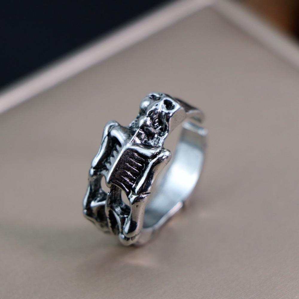 European and American Men's Trendy Metal Ring, Retro Style Cool and Handsome Design Totem Geometric Men's Ring